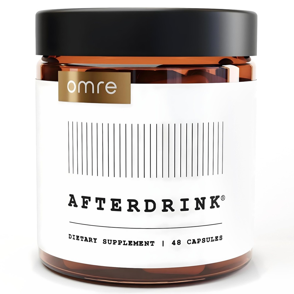 omre AfterDrink Restore Hipls with Milk Thistle, DHM, Vitamin B, Ginger & Herbal Extracts - Pre & Post συμπλήρωμα ποτού με Liver Support for Better Mornings - Made in USA (48 Caps)
