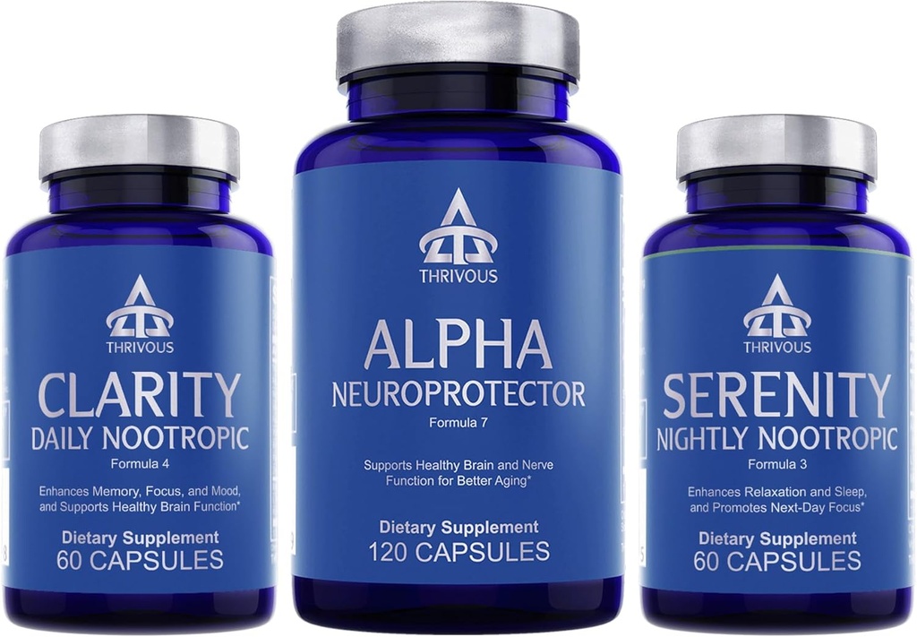 Thrivous Nootropic Stack – Complete Day & Night Brain Support Bundle – 240 Vegan Capsules