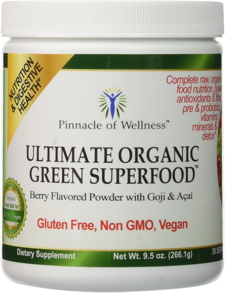 Ultimate Organic Green Superfood Powder - Berry Flavor - 30 Υπηρεσίες 9.5oz (266.1g)