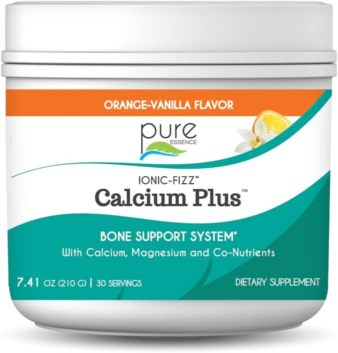 Ionic Fizz Calcium Plus by Pure Essence - Perfect Calcium/Magnesium Ratio with Vitamin A, B, C, D and Pastium Strong Bones - Orange Vanilla - 7,41 oz