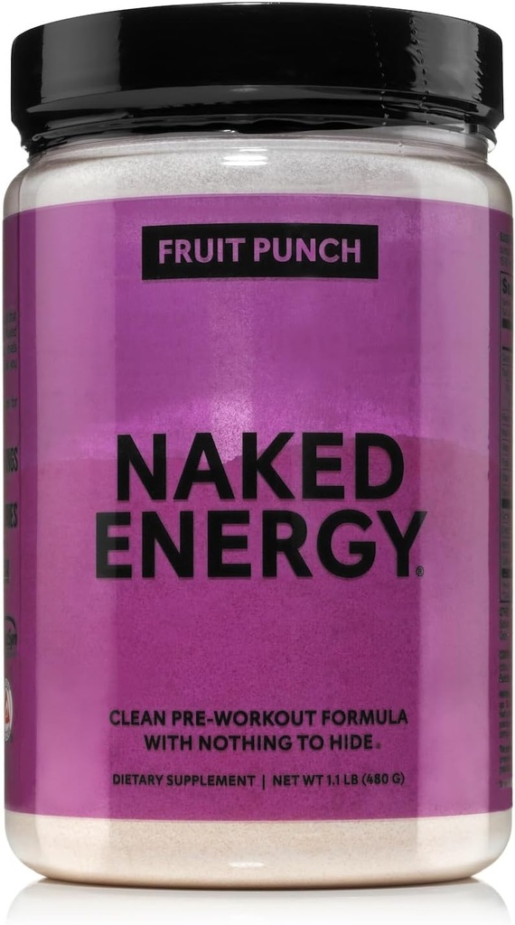 NAKED Fruit Punch Energy - Καθαρό συμπλήρωμα προ προπόνησης για άνδρες και γυναίκες, Vegan Friendly, Όχι πρόσθετα γλυκαντικά, χρώματα ή γεύσεις - 30 εξυπηρετούν