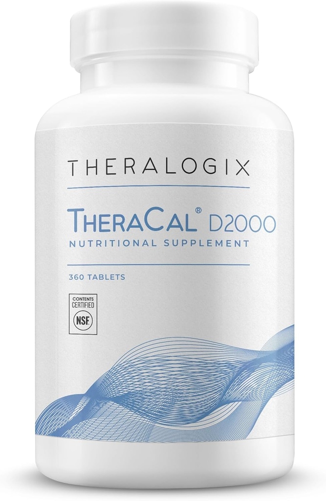 Theralogix TheraCal D2000 - Bone Health Support Supplement with Macau, Magnezyum, D3, Vitamin K2 & Boron* - 90-Day Supply - NSF sertifikalı - 360 Tabletler