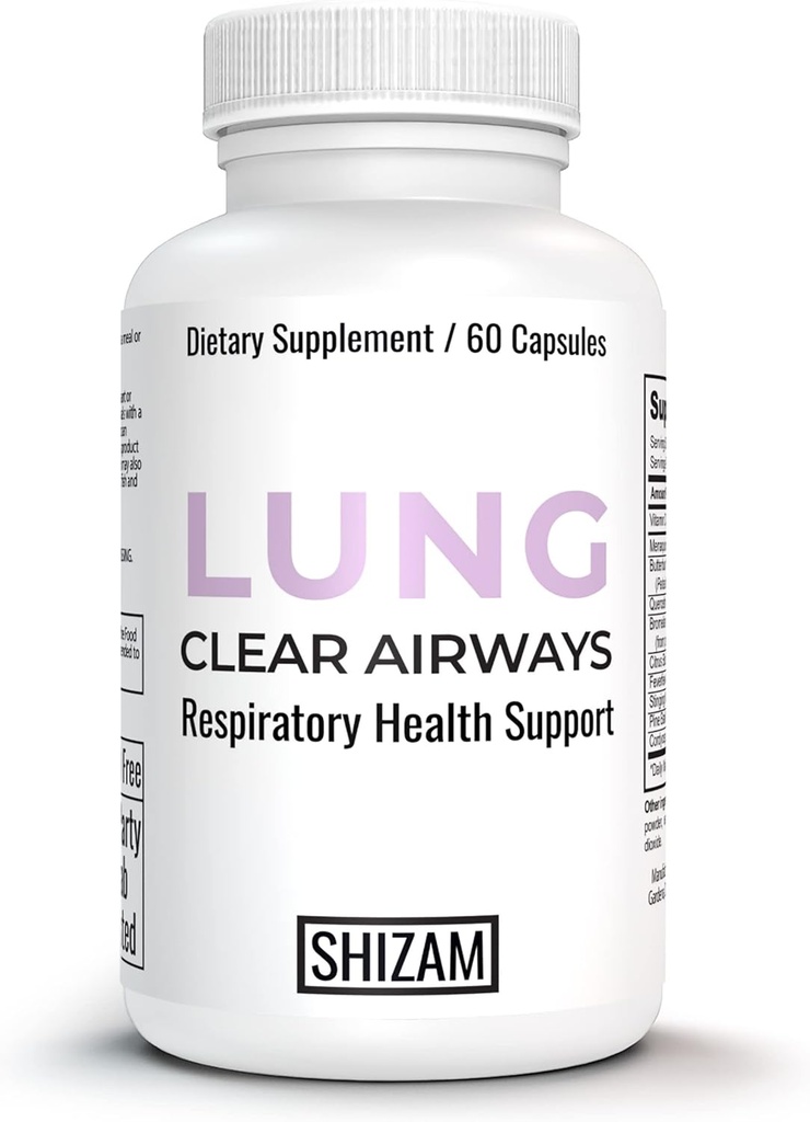 SHIZAM Lung Cleanse Detox συμπλήρωμα υποστήριξης για την αναπνευστική υγεία & καπνιστές. Καψάκια με Butterbur Stinging Nattle Root Bromelain Quercetin Cordyceps Feverfew Pine Bark Extract Χάπια