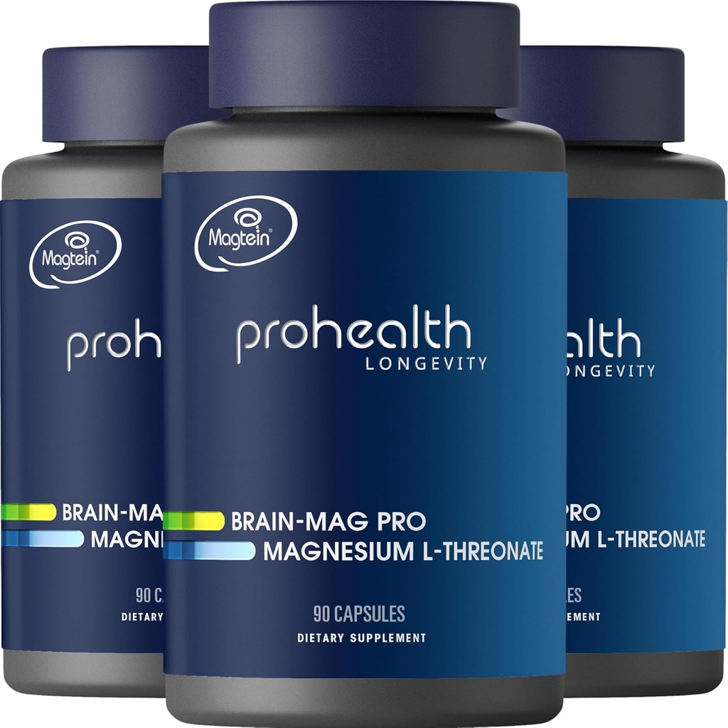 Magnezyum L-Threonate Supplement (Magtein), 90 Capsules | Klinik olarak Beyin Sağlığı için Desteklendi | Öğrenmeyi, Memory & Focus | 3rd Party Tested (3 Pack)