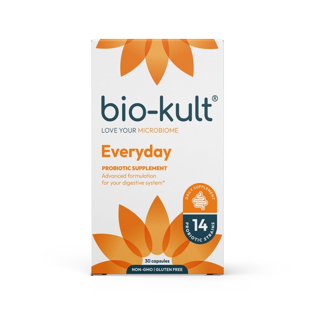 Bio-Kult Gut Health Probiotic Supplement, 14 Strains, Probiotics for Women & Men, Immune Support, Digestive Health, Suffel-Stable, Non-GMO και Gluten-Free, Κάψουλες, 30 Count (Pack of 1)