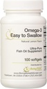 Omega-3 'Swallow' Ultra-pure Fish Oil Supplement Natural Lemon Flavor 100 Softgels