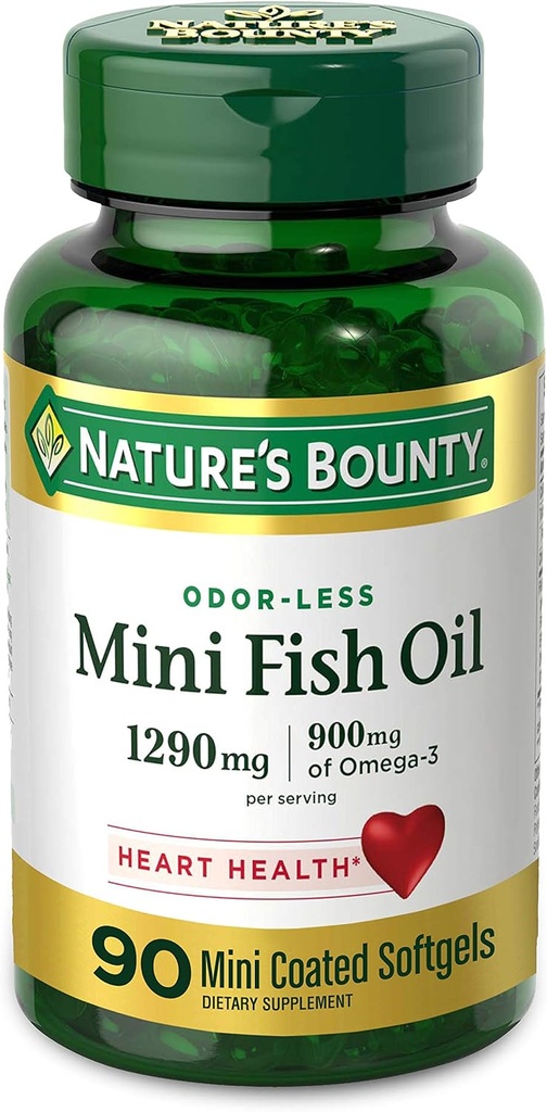 Nature's Bounty Mini Fish Oil, 1290 mg, 900 mg of Omega-3, 90 Softgels