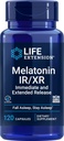 Life Extension Melatonin IR/XR 120 Capsules - Immediate & 7 Hour Extended-Release - Night Time Supplement - Destekler Asleep - Non-GMO, Gluten-Free-GMO, Gluten-Free-Release