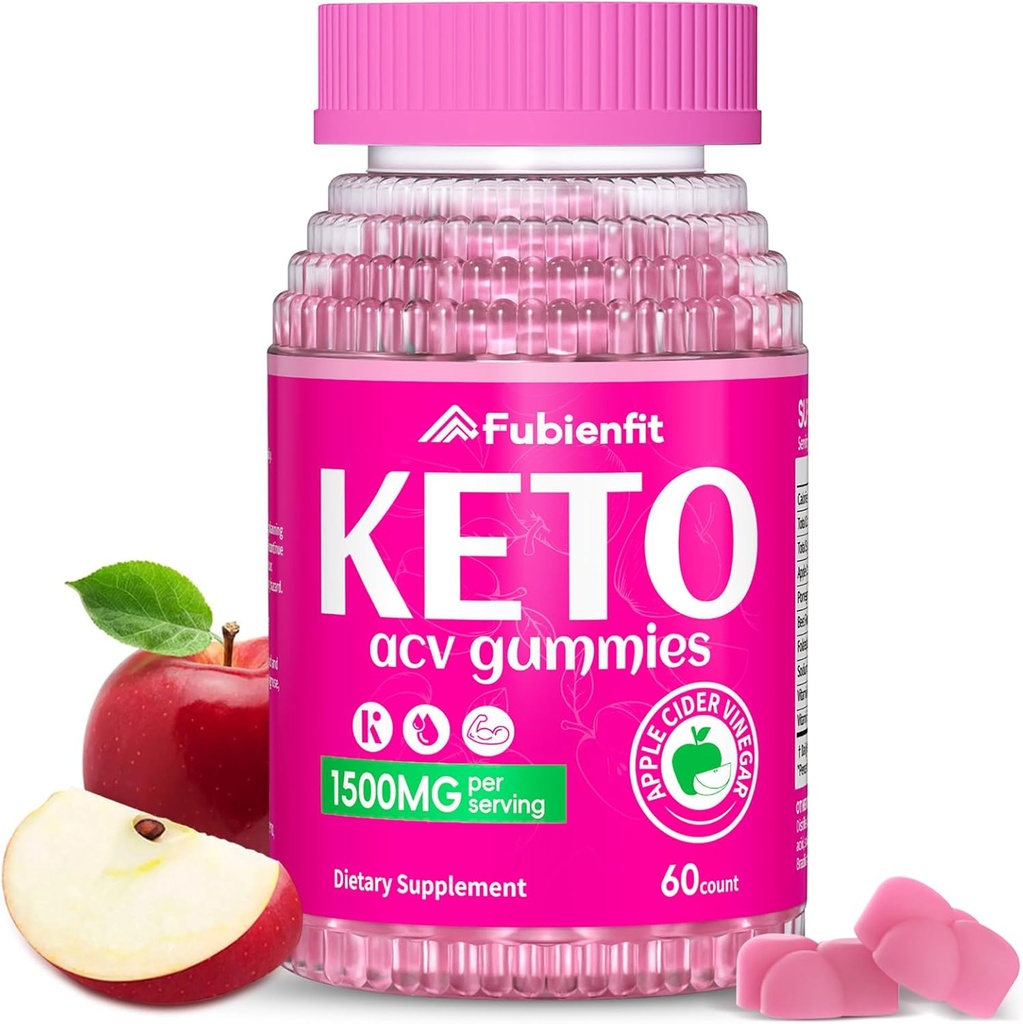 Keto ACV Gummies Advanced Formula 1500MG Keto Gummies Apple Cider Vinegar Formulaat, Pomegranate Beet Juice B12 Vegan Non GMO 60 Gummys