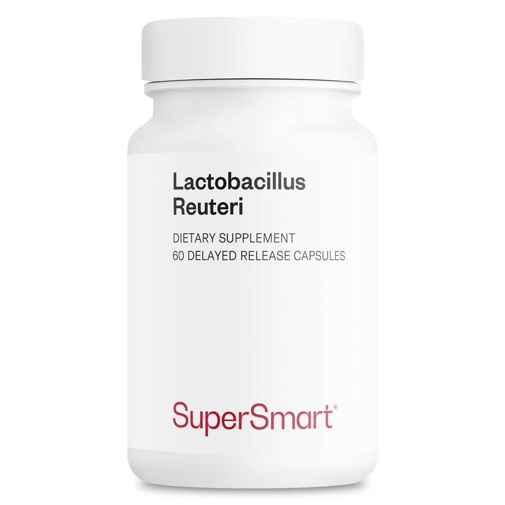 Supersmart - Lactobacillus Reuteri 5 Billion CFU per Day - Probiotic Supplement | Non-GMO & Gluten Free - 60 DR Capsules