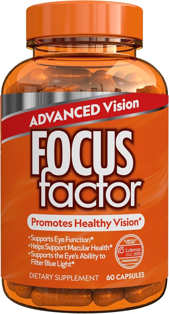 Focus Factor Advanced Vision Formula (60 Count) - Βιταμίνες ματιών με βιταμίνη C, βιταμίνη Ε, Lutemax® 2020 - Συμπλήρωμα λουτεΐνης και ζεαξανθίνης για την υποστήριξη της υγείας των ματιών