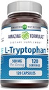Amazing Formulas L-Tryptophan Amino Asit Supplement | 500 Mg per Service | Capsules | Non-GMO | Gluten-Free | Made in USA (1 Pack | 120 Count)
