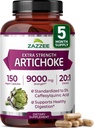 Zazzee Ekstra Kuvvet Artichoke 20:1 Ekstraksiyon, 9000 mg Güçlü,% 5 Caffeoylquinic Acid, 150 Vegan Capsules, 5 Ay Supply, Interd ve Standardized 20X Extract, Non-GMO ve All-Doal
