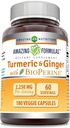 Amazing Formulas Turmeric Curcumin & Ginger with BioPerine 2250 mg Per Service Veggie Capsules | Non-GMO | Gluten Free | Made in USA | Ideal for Vegetarians (180 Count)