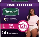 Εξαρτήστε night Defense Adult Diaspers, Ακράτεια & Postpartum Bladder Leak Εσώρουχα για τις γυναίκες, Disposable, Overnight, Large, Blush, 56 Count (4 συσκευασίες των 14), Συσκευασία Μαΐου Vary