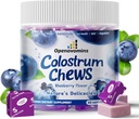 Bovine Colostrum Soft Chews Supplement, Gut Health, Bloating, Immune Support, Skin, Saç Büyüme ve Güzellik - Blueberry Flavor (60 Hizmet)