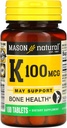 MASON NATURAL Vitamin K, 100 mcg, 100 Tablet