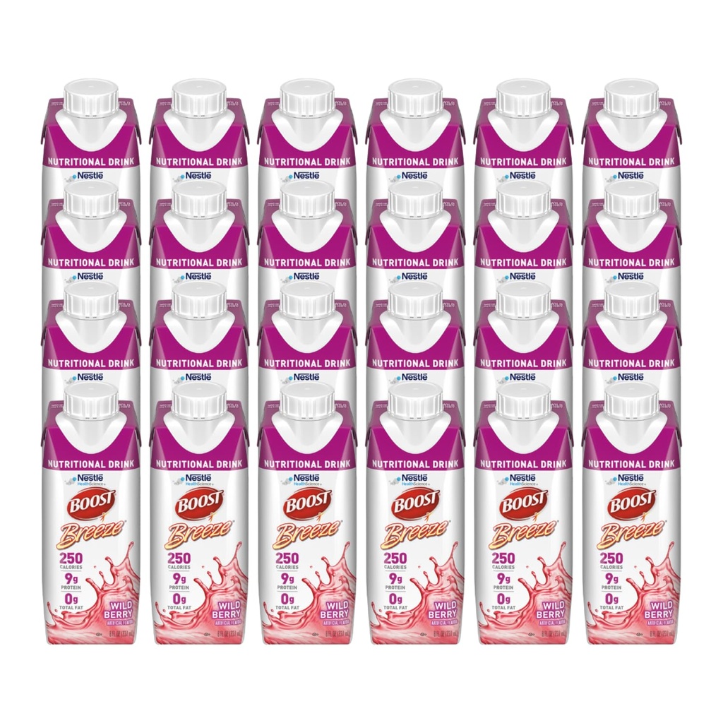 BOOST Breeze Nutrition 8oz Wildberry Fat-Free Drink, 24/Cs