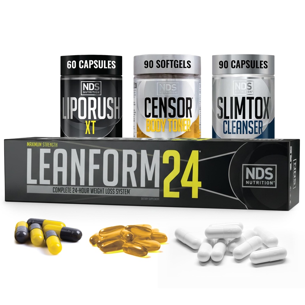 NDS Beslenme Maksimum Güçlü Kilo kaybı - Decrease Appetite ve Enerji Uyarısı - Glutamine, L-Carnitine ve CLA (LipoRush XT 60 Capsules, Censor 90 Softgels ve Slim-Tox 90 Capsules)