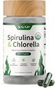 Συμπληρώματα Snap Organic Spirulina και Chlorella - Πρωτεΐνη Πλούσια Μπλε Πράσινη Algae Superfood συμπλήρωμα για την ενέργεια και ανοσοποιητική υποστήριξη, 120 κάψουλες χορτοφάγων (30 εξυπηρετούν, 1 μήνα προσφοράς)
