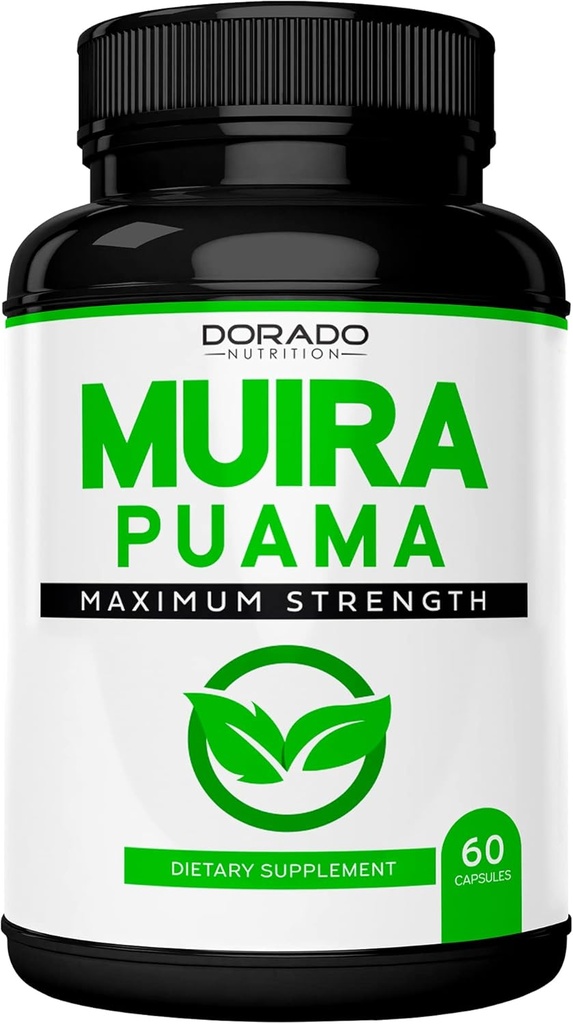 Muira Puama Kökleri Erkekler ve Kadınlar için 1000 mg - Premium Capsules - 60 Kont - Zero Fillers - Üçüncü Pary Test Edildi - Gluten Free & Non-GMO - ABD Made - Quality Guarantee - Tested for Potency & Length