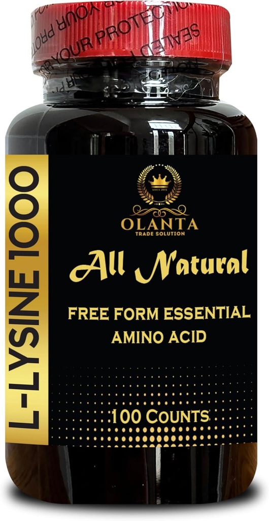 L-LYSINE 1000 mg Free Form Amino Acid Essential - Support Supplement for Aging Skin Pure Lysine Supplement Supplements for Performance, Muscle Growth & Recovery - 1 Bottle 100 Counts