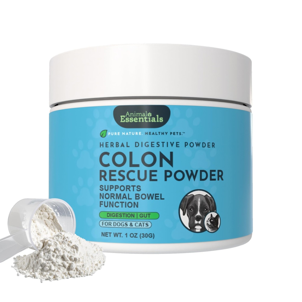 Hayvan Temelleri Kolon Kurtarma Tozu - Köpekler ve Kediler için Herbal Digestive Aid, Phytomucil, Sağlıklı Gastrointestinal Tract, Sertifikalı Organik Herbs, Hiçbir Preservatives, Glycerin-Based Formula - 1 Oz