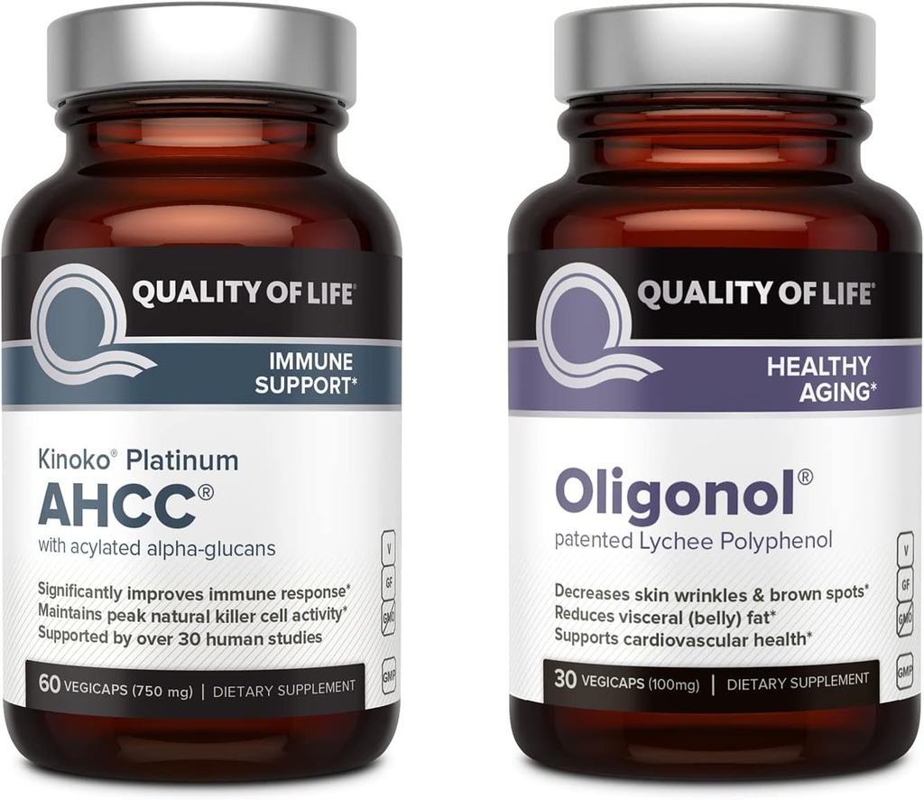 Ποιότητα ζωής Kinoko Platinum AHCC 750 mg και εκχύλισμα Oligonol Lychee - για την υποστήριξη του ανοσοποιητικού, υγιή γήρανση