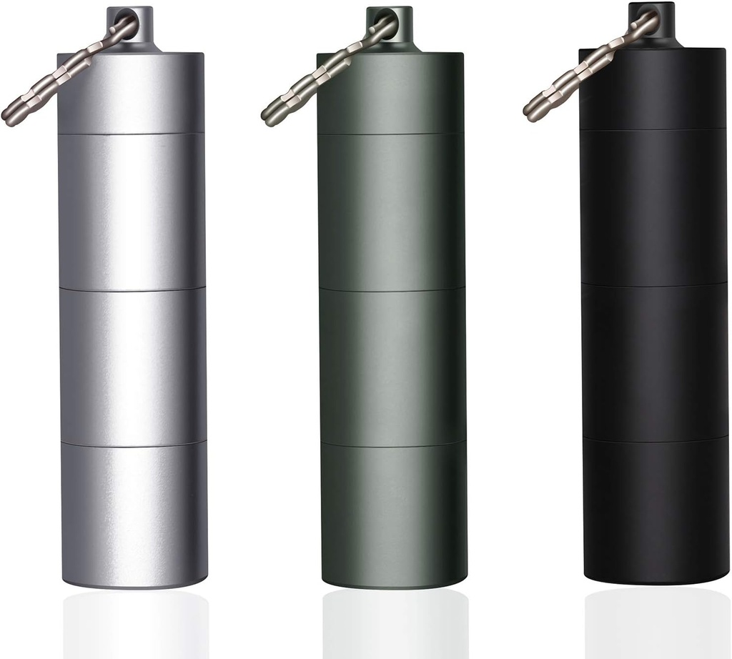 3 Πακέτα Φορητή θήκη Keychain Pill Holder, EFFIET 3 Διαμερίσματα Μεταλλικό Pocket Επείγουσα Pocket Pill Συσκευασία Dipenser Εξωτερικής Ιατρικής Μπουκάλι Tin για Καθημερινή Προμήθεια (Mixed Color)