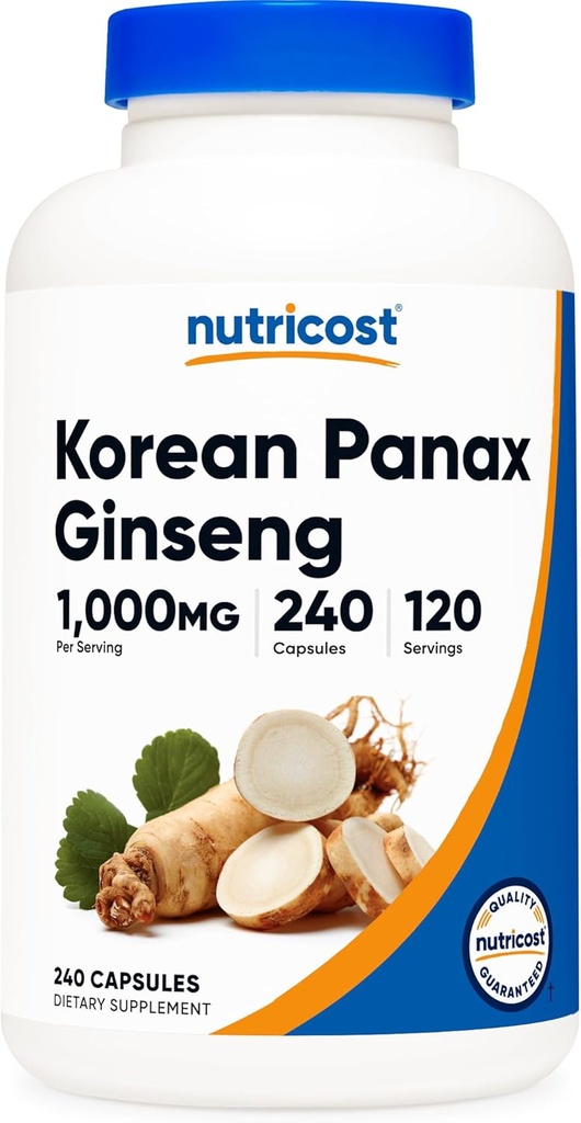 Nutricost Koreli 185 1000 mg hizmet, 240 Capsules - 500 mg Per Capsule, 120 Hizmet - Koreli Panax Red BTC - Gluten Free & Non-GMOMO