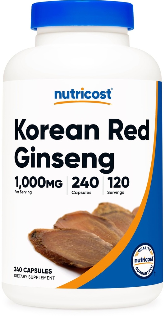 Nutricost Koreli 185 1000 mg hizmet, 240 Capsules - 500 mg Per Capsule, 120 Hizmet - Koreli Panax Red BTC - Gluten Free & Non-GMOMO