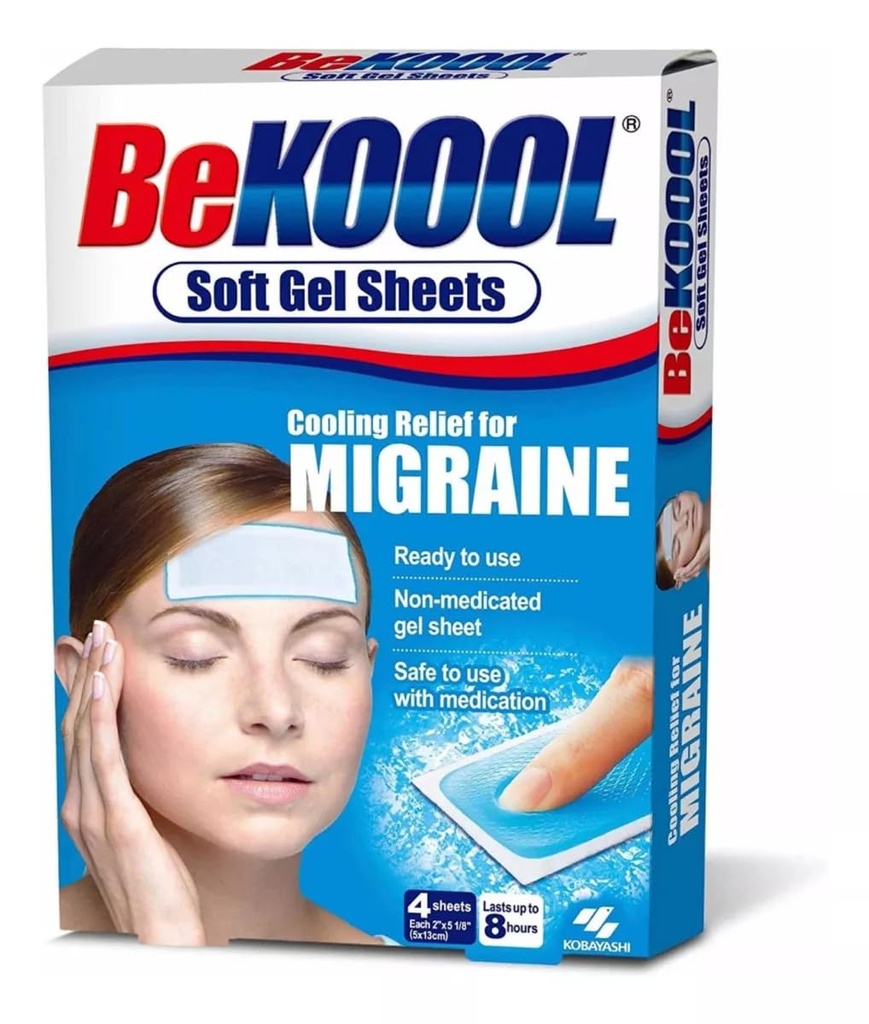 Be Koool Cooling Relief για τη ημικρανία, μαλακά φύλλα τζελ, 4 φύλλα (πακέτο των 4)