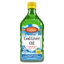 Carlson - Cod Liver Oil 1100 mg Omega-3s Plus Vitaminleri A & D3, Wild Caught Norveç Arctic, Sustainable Sourced Nordic Fish Oil Liquid, Lemon, 500 mL (16.9 Fl Oz)