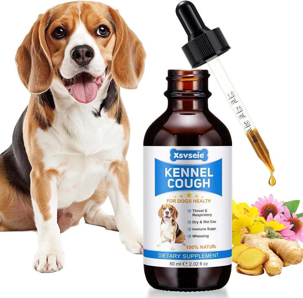 Kennel Cough Treatment Drops for Dogs, Natural Dog Supplement Herbal Kennel Cough Drops for All Breeds & Dimension Dog