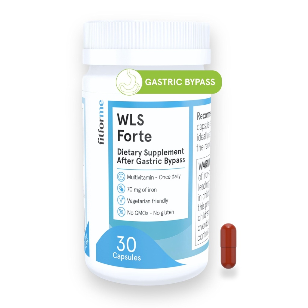 FitForMe Βαριατρική πολυβιταμίνη με σίδηρο, Ραφτή για Γαστρική Χειρουργική Bypass – Κάψουλα μιας ημέρας, 30-Day Supply, Easy-to-Swallow WLS Forte κάψουλα, Επιστημονικά Formulated – για άνδρες και γυναίκες