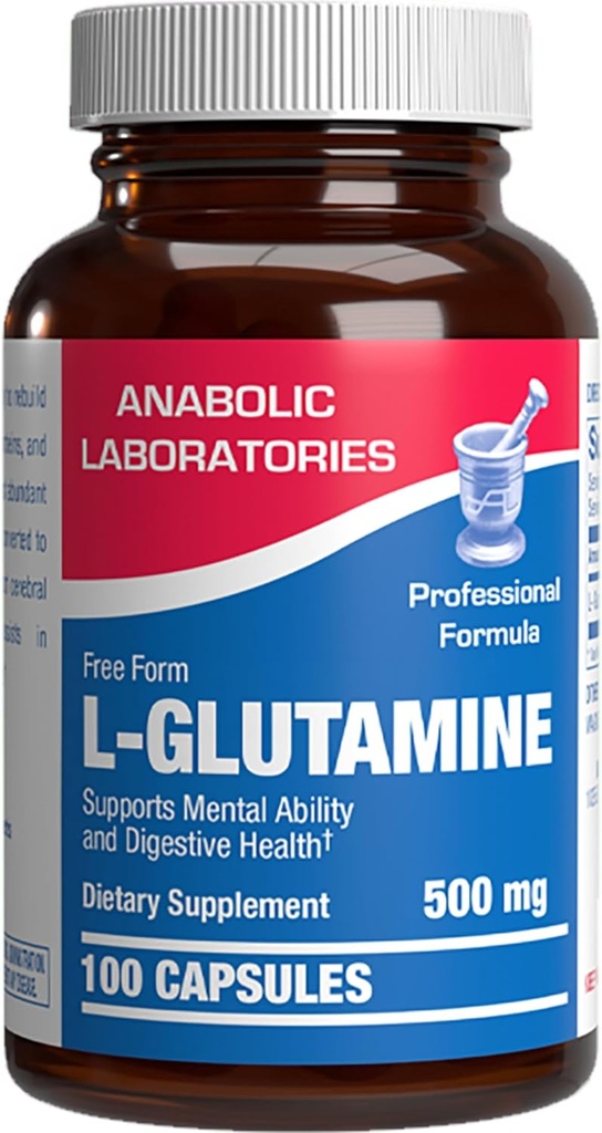 Ücretsiz Form L-Glutamine Supplement - Klinik L Glutamine Capsules 500 mg for Gut Health and Immune Support - Güçlü Amino Asit Glutathione Precursor - Non-GMO & Made in the USA - 100 Services