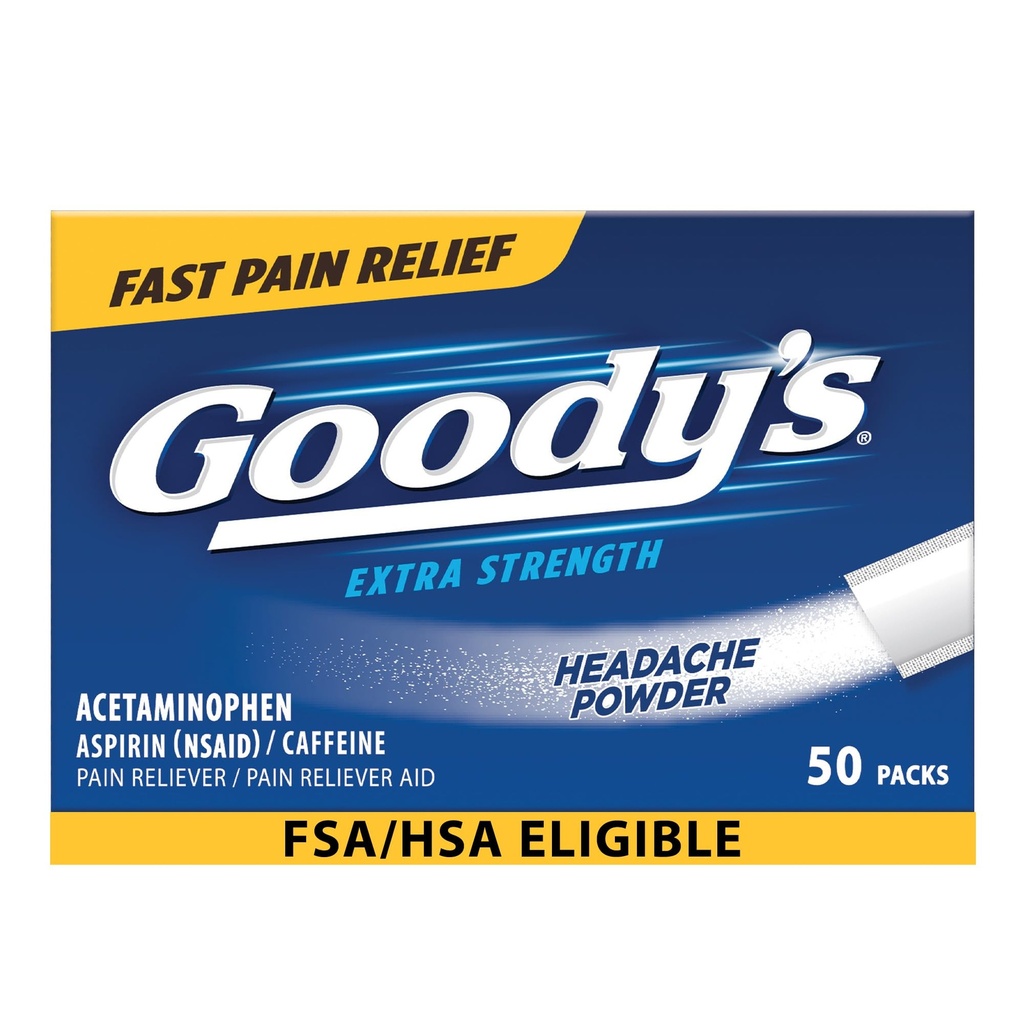 Goody's Pain Relief Tozs, Extra Strength Headache Toz, 50 ct (köprü 1)