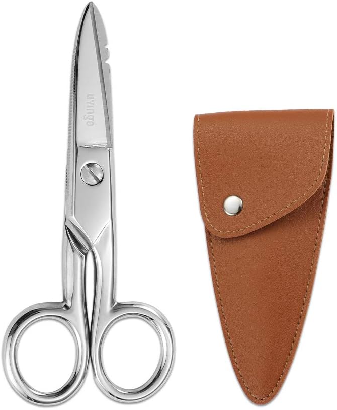LIVINGO 5-1/5 Perfect Heavy Duty Electrician Scisssors, Profesyonel Forged Paslanmaz Çelik Elektrik Shears with Notches for Industrial Stripping, kesim Telecom Cable, Wire Wire