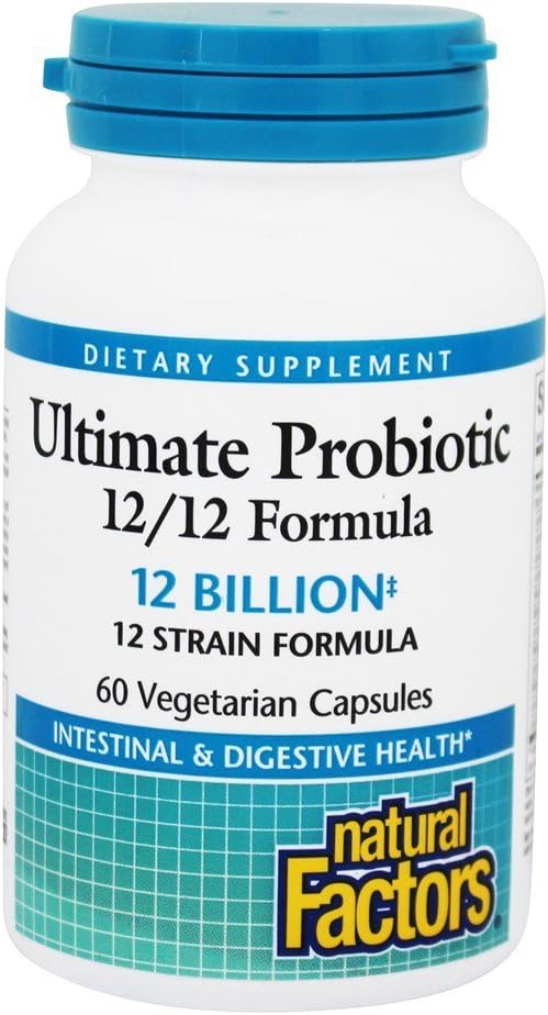 Φυσικοί παράγοντες Ultimate Probiotic 12/12 Formula - Digestive Health Support Supplement with Probiotics - Immunity & Gut Health Supplement - 60 Vegetarian Caps (60 Servings)