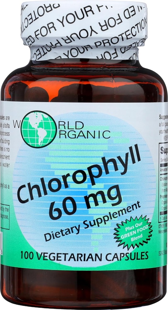 DÜNYA ORGANIC Chlorophyll 100 mg 60 Capsules, 0.02 Pound