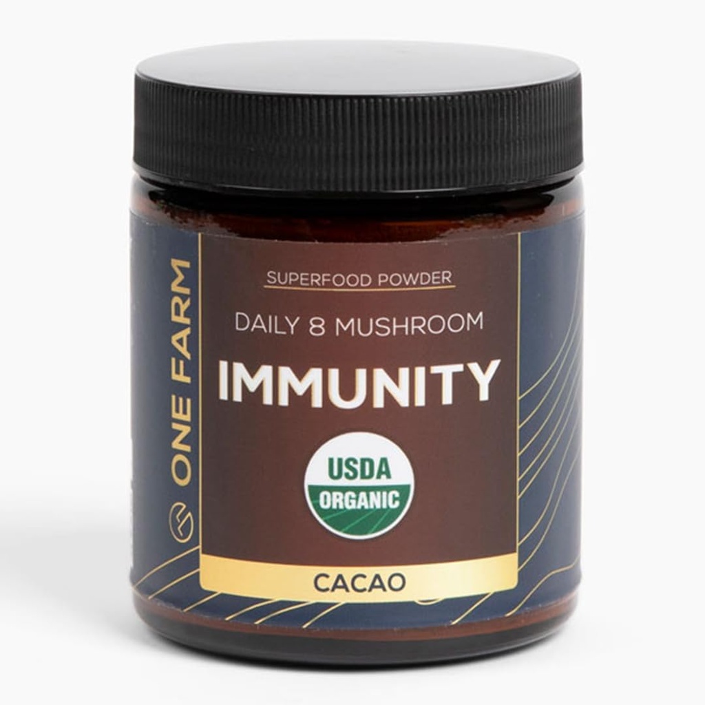 Organic 8 Mushroom Immunity Powder, Non-GMO - Turkey Tail, Chaga, Cordyceps, Shiitake, Reishi, Maitake, Lion's Mane, και Mesima - Vegan Mushroom Supplement in a Resealable Glass Jar