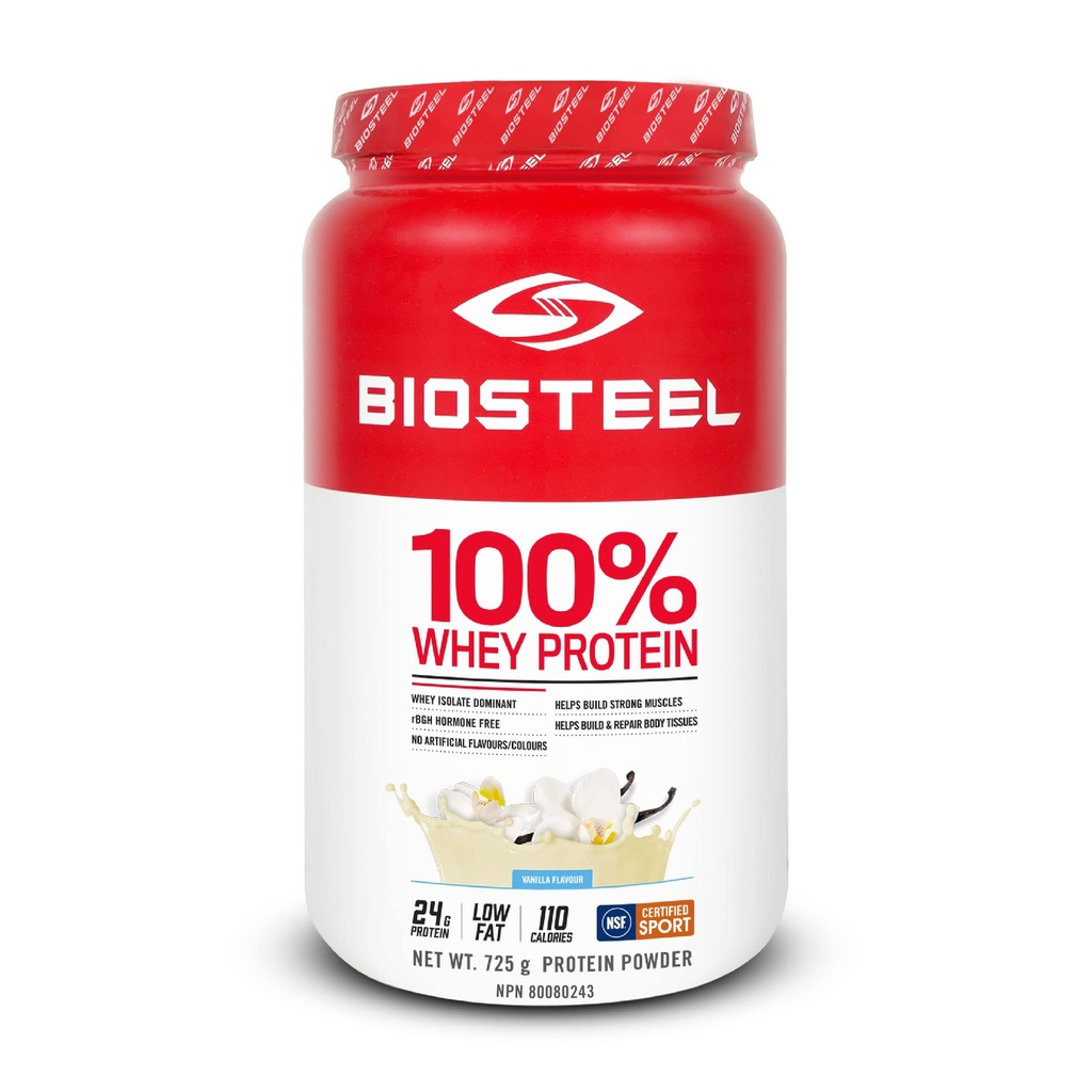 BIOSTEEL Sports Vanilla 100% Whey Protein Powder Supplement, rBGH Hormone Free & Non-GMO Post Workout Formula, 25 Servings, 25.5 Ounces Trusted by Pro Athletes, NSF for Sport