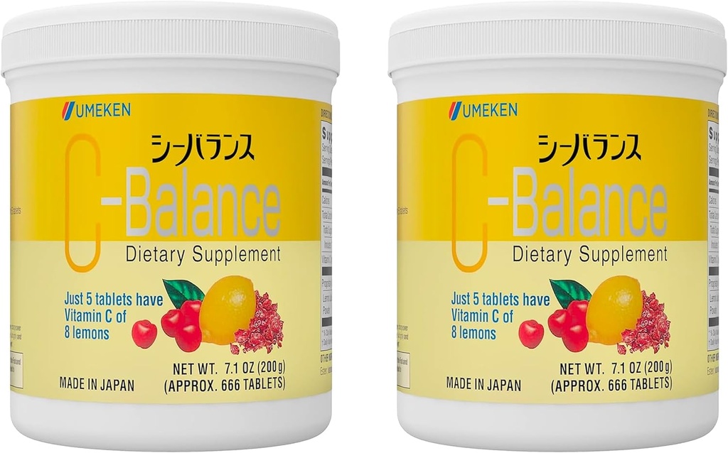 Umeken C-Balance Chewable Vitamin C Supplements, High Potency for Yetişkinler & Kids, Citric Acid ve Gamma-linolenic Acid, Vitamin C Chewables, 7.1 Ounce, 200g, 4.5 Ay Supply, 2 Paket