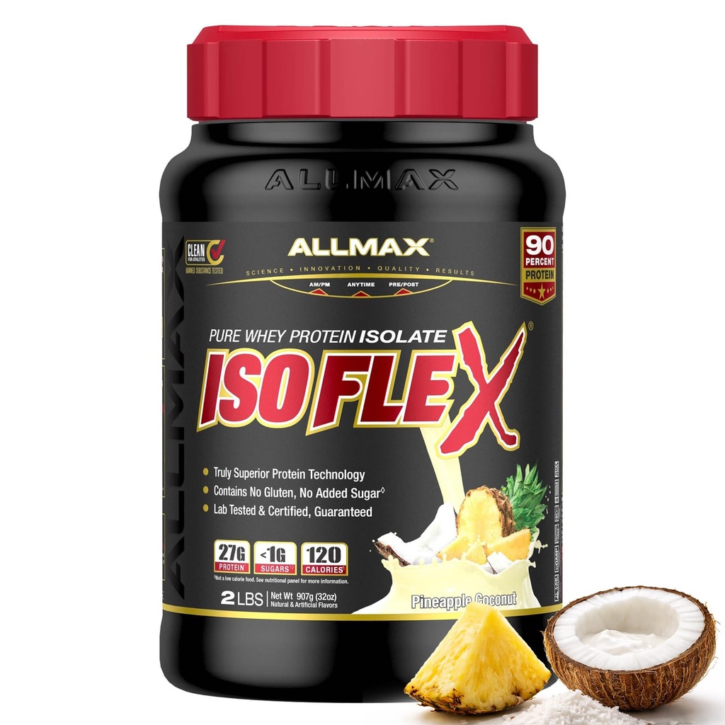 TÜMMAX Beslenme ISOFLEX Whey Protein Isolate, Pineapple Coconut - 2 lb - Protein Per Scoop - Zero Fat & Sugar -% 99 Lactose Free - Gluten Free & Soy Free - Approximate 30 hizmet