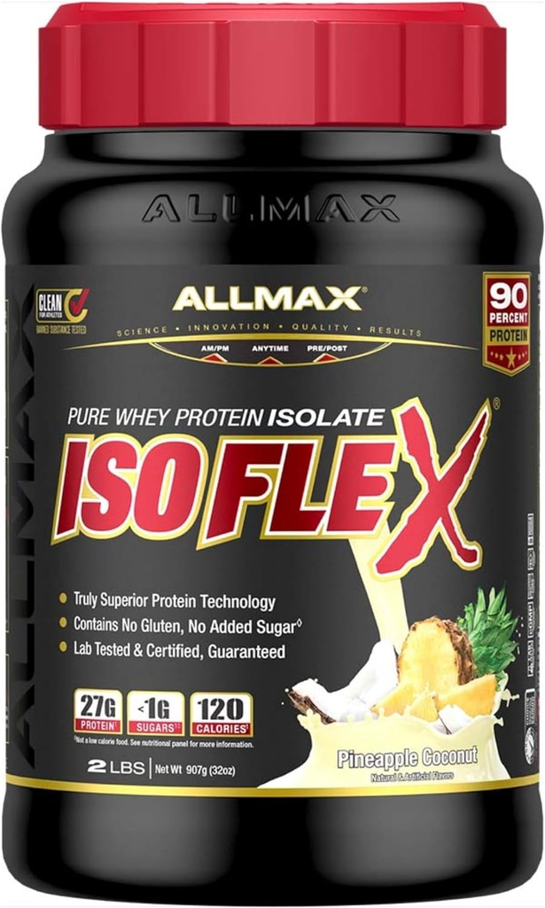 TÜMMAX Beslenme ISOFLEX Whey Protein Isolate, Pineapple Coconut - 2 lb - Protein Per Scoop - Zero Fat & Sugar -% 99 Lactose Free - Gluten Free & Soy Free - Approximate 30 hizmet