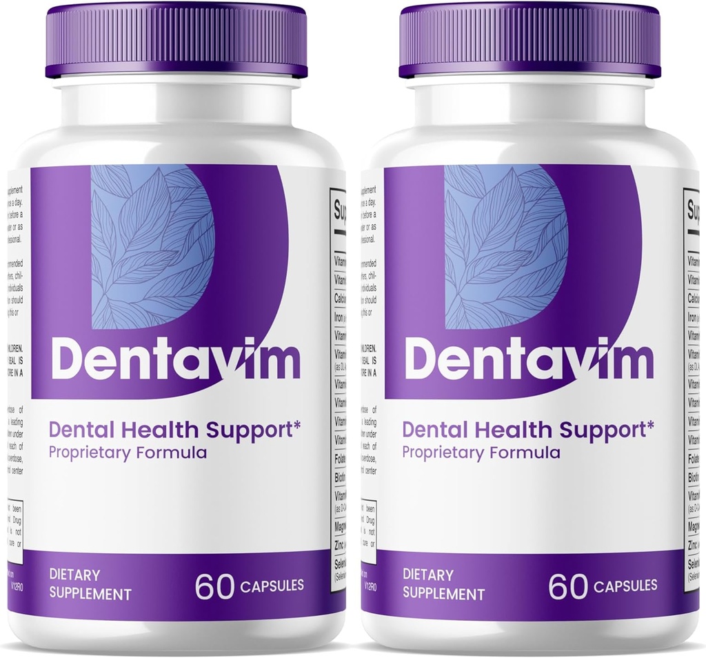 (2 Pack) Dentavim Capsules - All Natural Care for Teeth and Gums - Dentavim Dental Health Formula - Genel Oral Koruma için Vitamin & Mineraller, Denta Vim Advanced (120 Capsules)