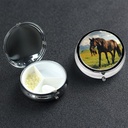 Pill Case Pill Box with Mirror Small Pill Organizer 3 Karşılaştırma Grating Wild Horses Roud Travel Pillbox for Purse or Pocket Portable Pill Container Cute Medicine Organizer