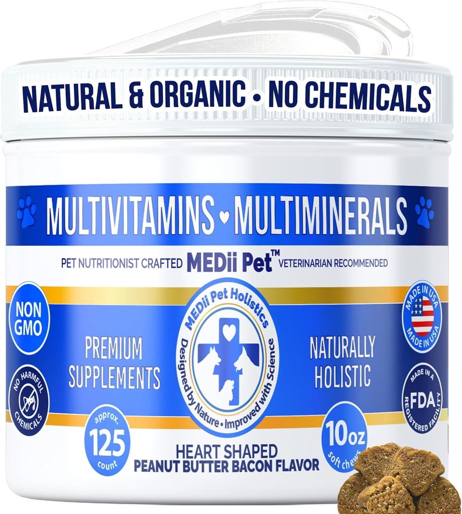 Köpek Multi Vitaminleri + 74 Organik Mineraller. Super Natural General Health Builder: Metabolism, Cardiya, Gözler ve Ortaklar, Bones. Spirulina, B1, B3, & B12,125 ct/10 oz. Low Calories