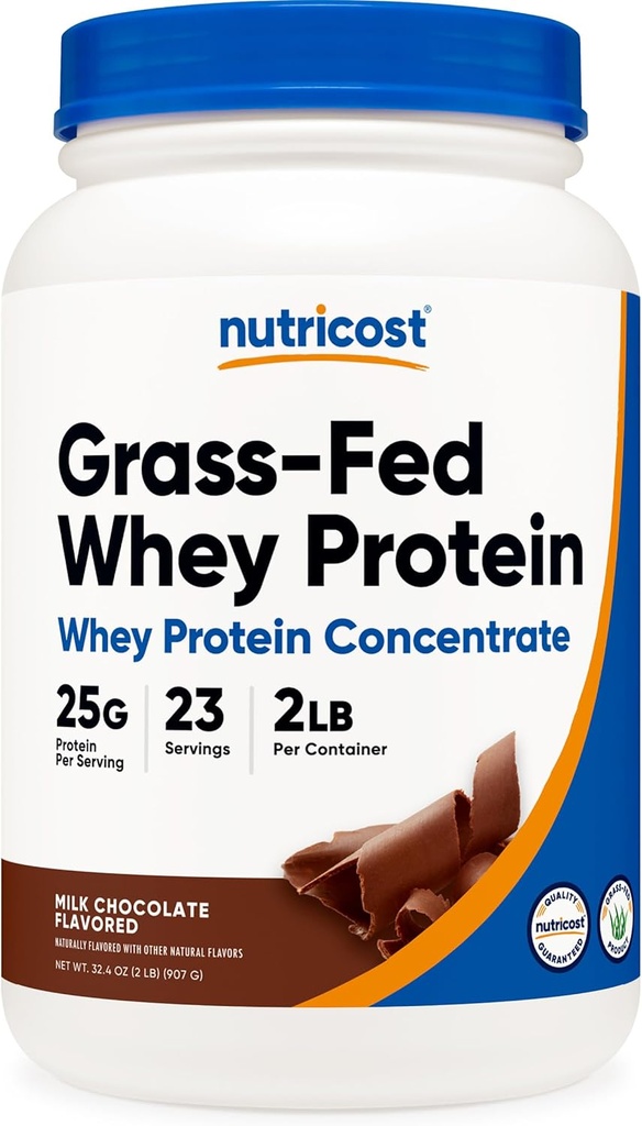 Nutricost Grass-Fed Whey Protein Yoğunluğu (Chocolate) 2LBS - Undenatured, Non-GMO, Gluten Free, Natural Flavors