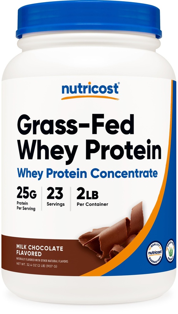 Nutricost Grass-Fed Whey Protein Yoğunluğu (Chocolate) 2LBS - Undenatured, Non-GMO, Gluten Free, Natural Flavors